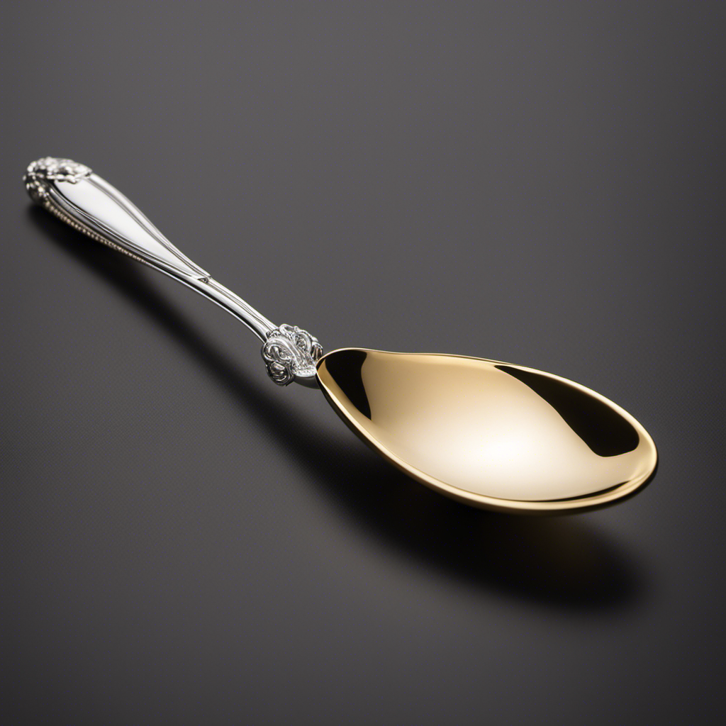 An image showcasing a delicate silver teaspoon, gracefully balanced on a precise golden scale