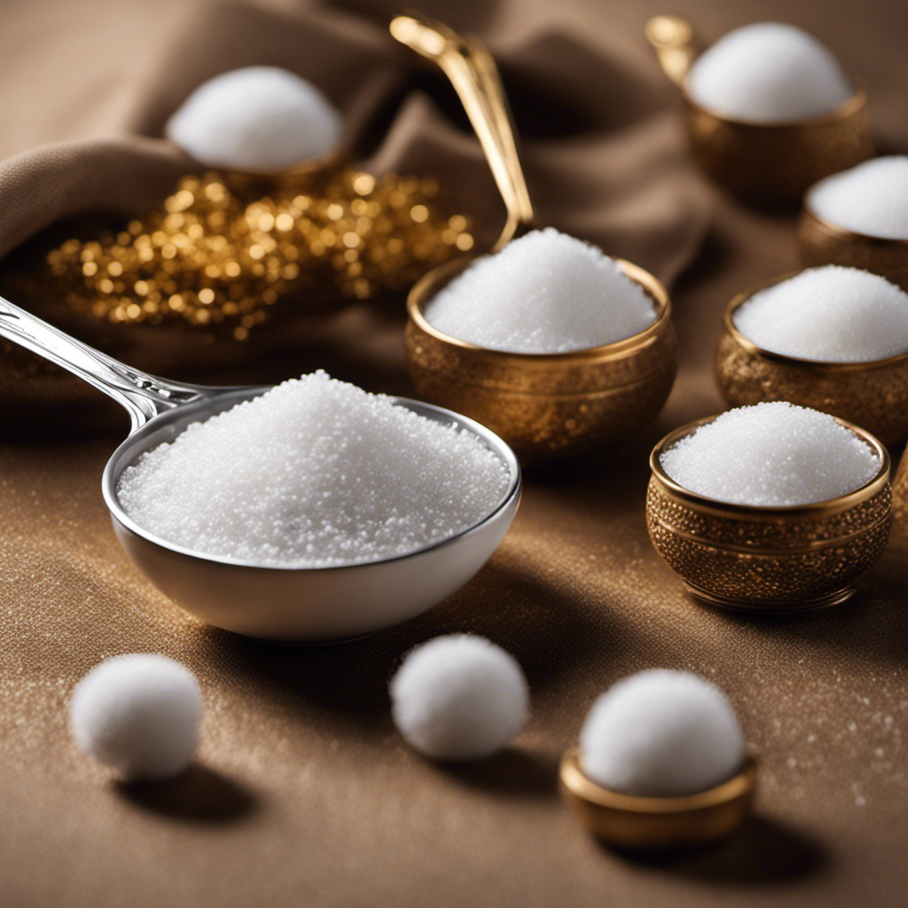 An image showcasing an accurate, visually appealing representation of six teaspoons of sugar