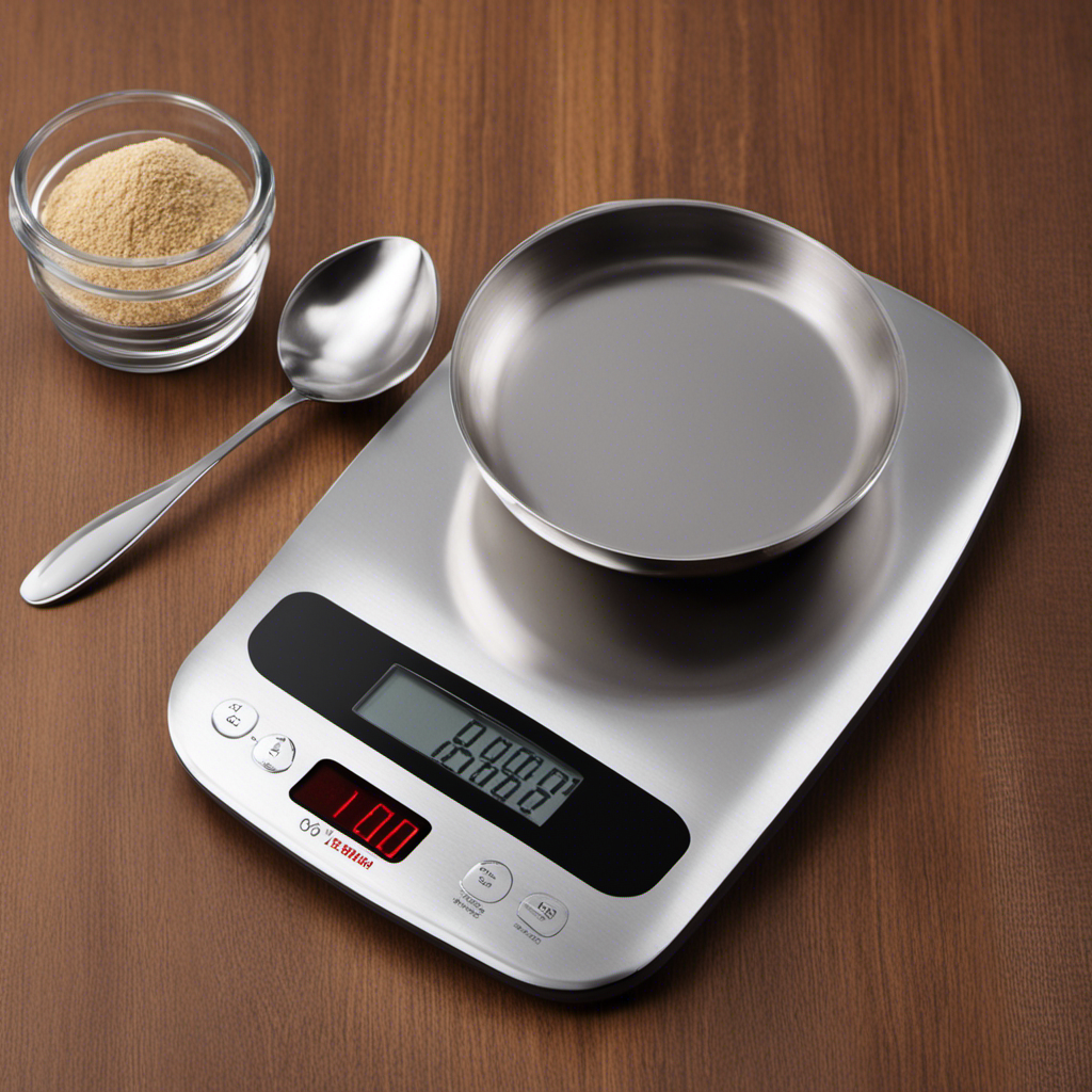 An image showcasing a digital kitchen scale with an 8