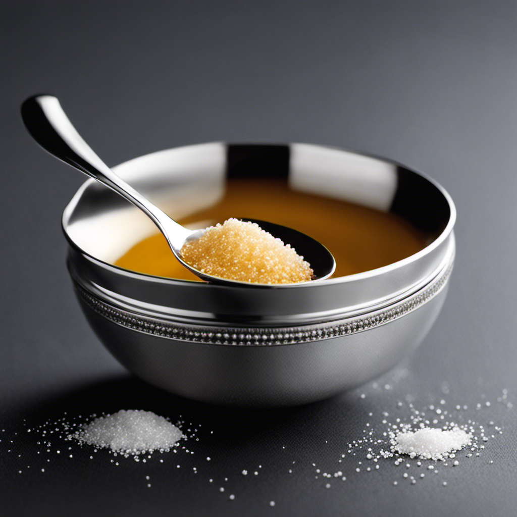 An image showcasing a perfectly levelled silver teaspoon containing precisely one-half teaspoon of salt