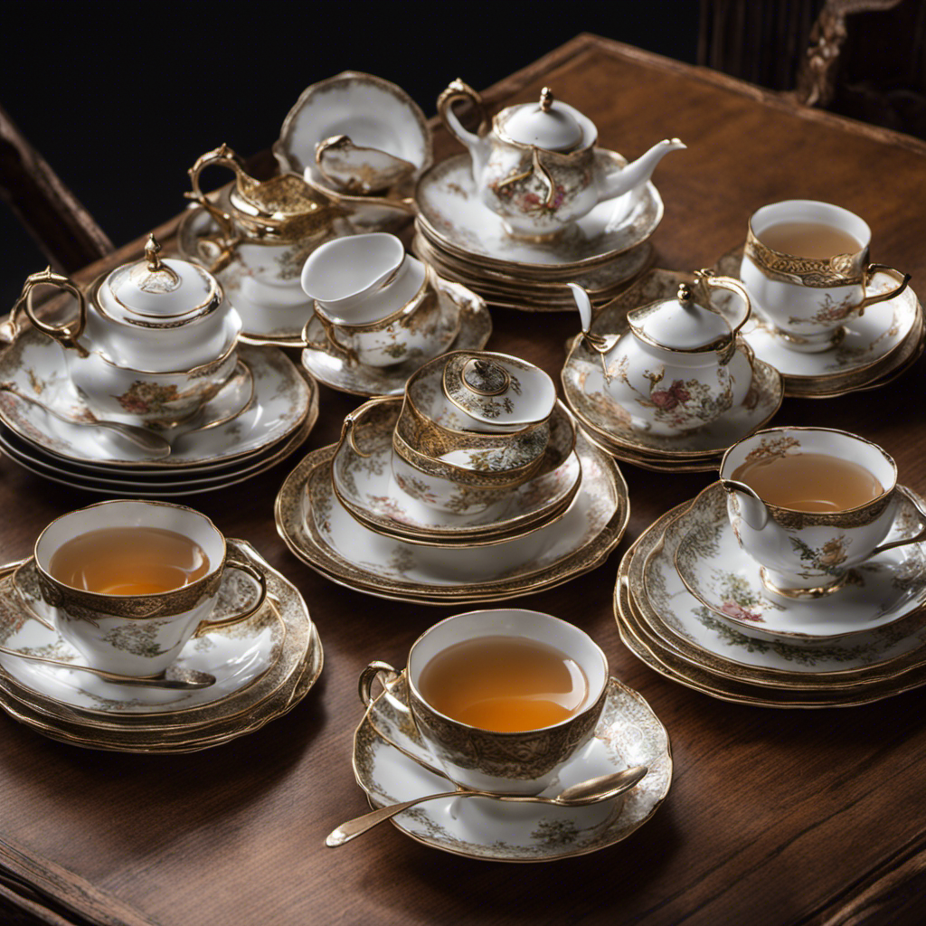 An image showcasing an elegant tea set with twenty-four exquisite teaspoons arranged neatly on a delicate saucer, evoking curiosity about the measurement equivalence they hold and inviting readers to explore the answer in the blog post
