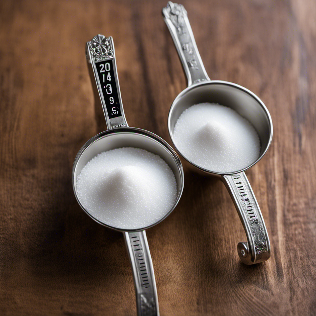 An image showcasing two identical, leveled teaspoons filled with fine granulated sugar