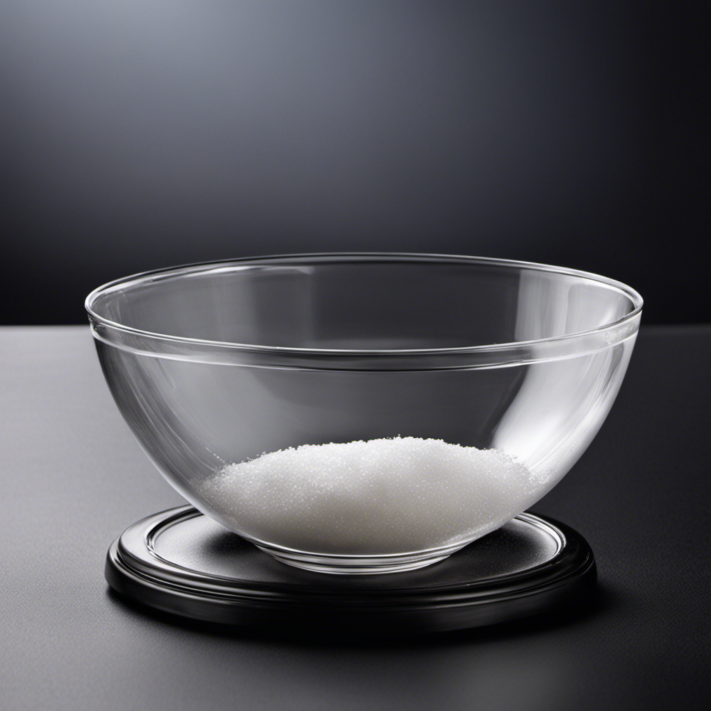 An image showcasing a clear glass bowl filled with precisely measured white granulated sugar, equivalent to three teaspoons