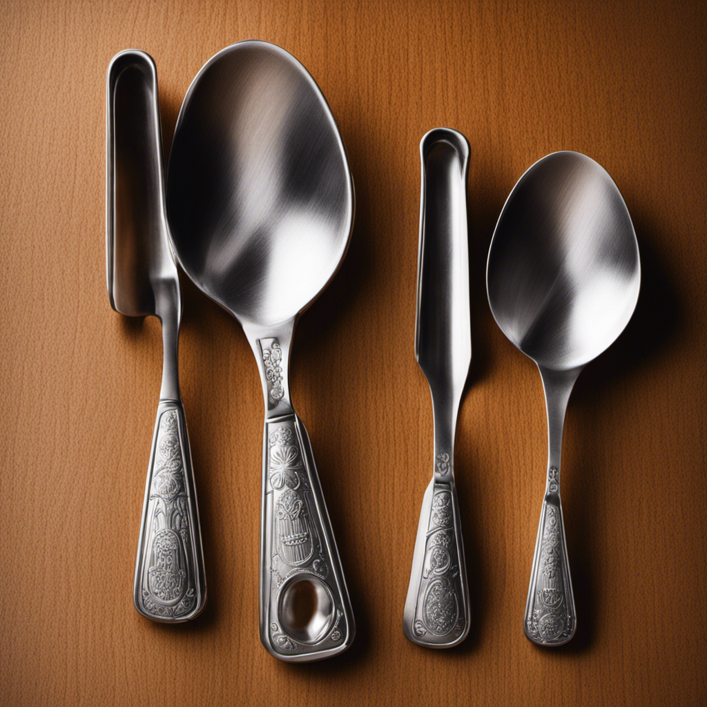 An image showcasing two measuring spoons side by side - one filled with half teaspoons and the other with tablespoons