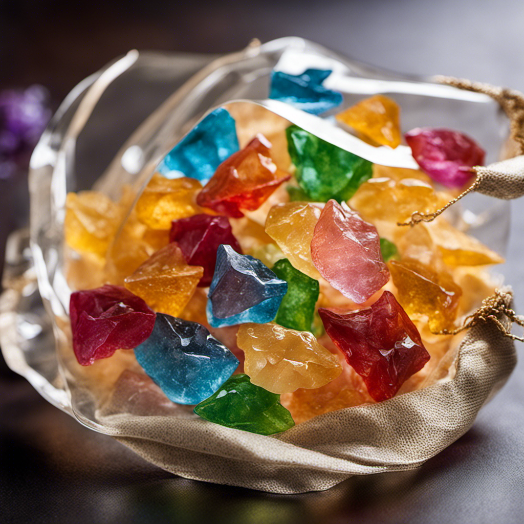 An image showcasing a transparent bag filled with colorful, crispy chips