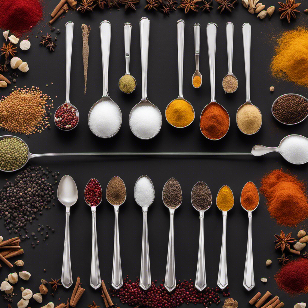 An image that showcases a variety of everyday items, such as sugar, salt, and spices, artistically arranged in teaspoons of different sizes, illustrating the precise measurements and quantities discussed in the blog post "How Much in Teaspoons