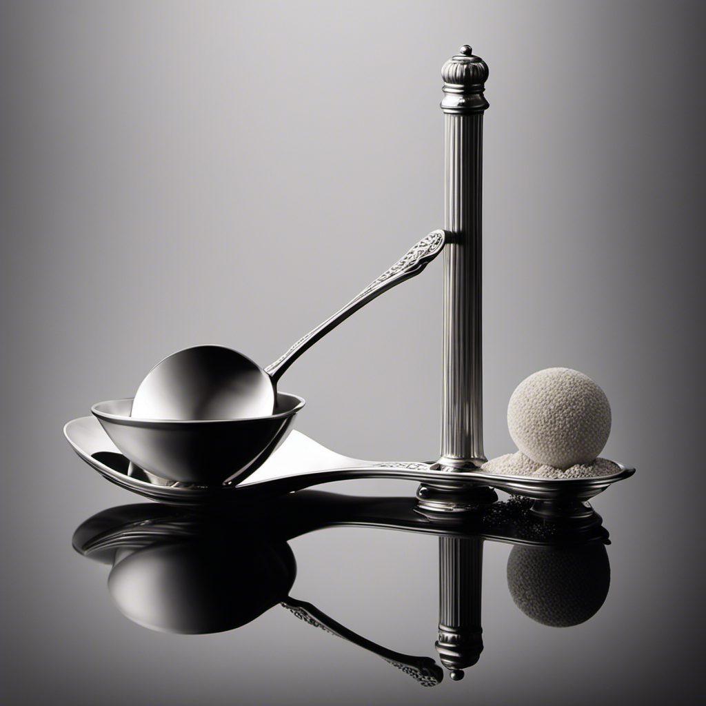 An image showcasing a delicate balance of a teaspoon filled with precisely measured 0