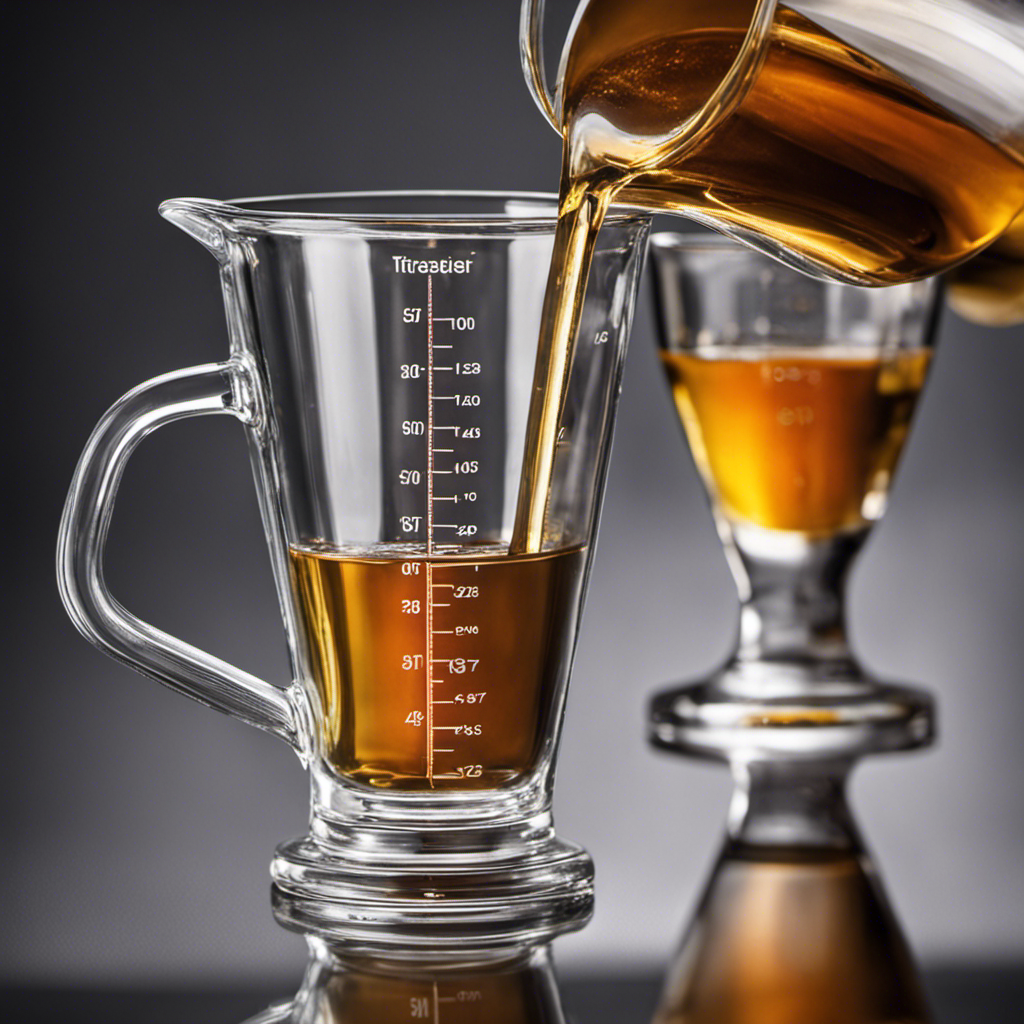 An image showcasing a small glass measuring cup filled with 0