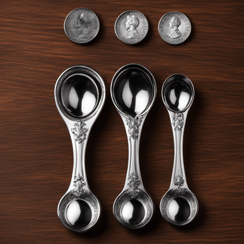 An image showcasing a set of four identical measuring spoons, each containing a different amount of liquid