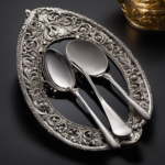 An image showcasing a balanced silver teaspoon delicately holding 1-2 grams of a fine, powdery substance