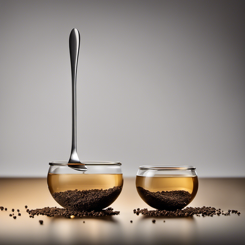 An image showcasing a tablespoon filled halfway with a substance, with a teaspoon placed beside it