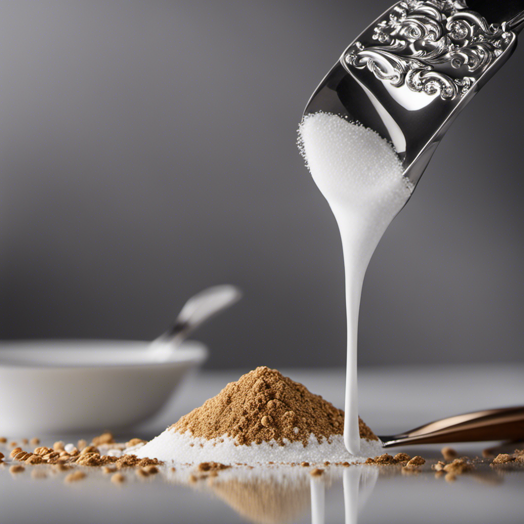 An image that showcases a small, delicate teaspoon holding exactly 1 3/4 teaspoons of a fine powder, with a precise measurement line on the handle
