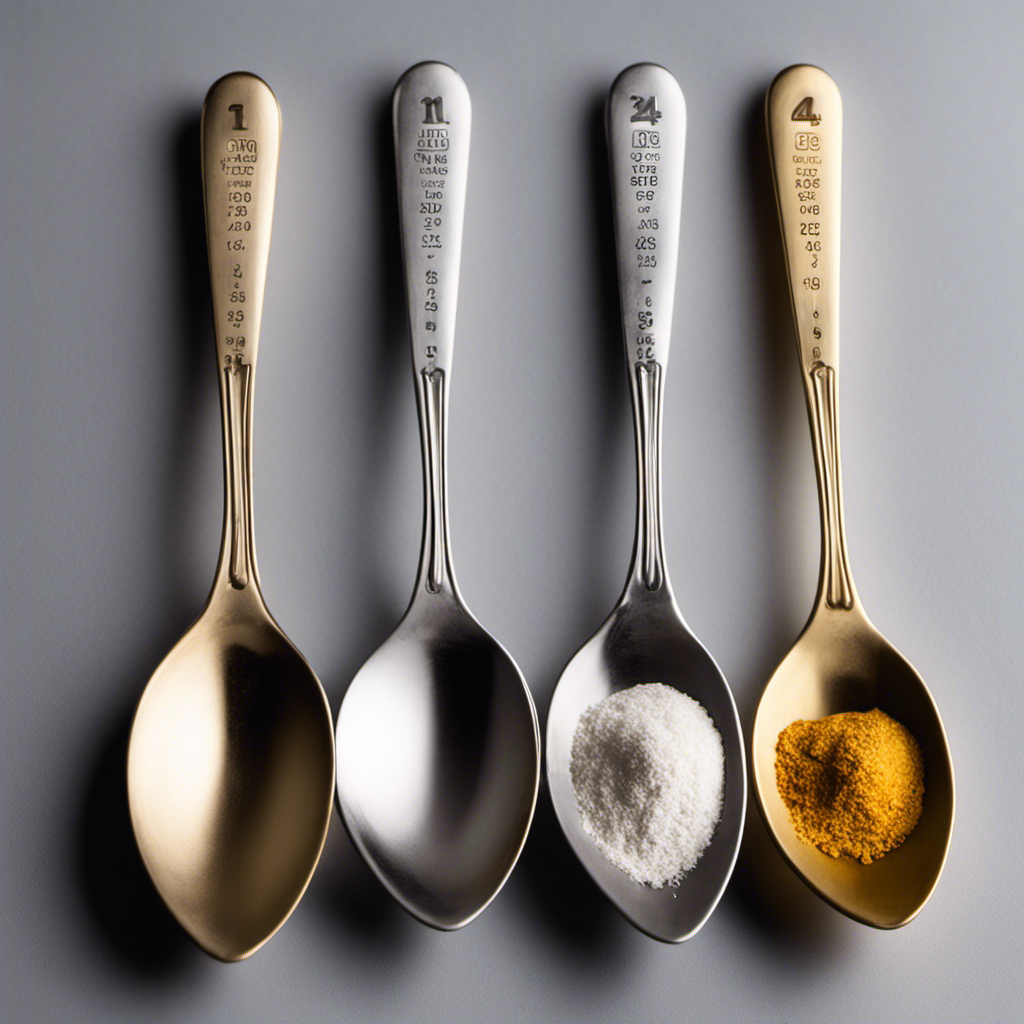 An image showcasing a measuring spoon filled with 1/4 of a tablespoon, alongside three identical measuring spoons filled with teaspoons to visually demonstrate the conversion of 1/4 tablespoon into teaspoons