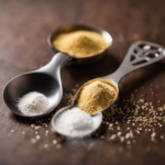 An image showcasing a measuring spoon filled with 1/4 oz of yeast, delicately balanced on a kitchen scale