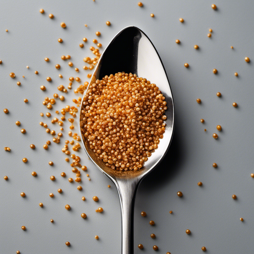 An image showcasing a teaspoon filled with granules, representing 1