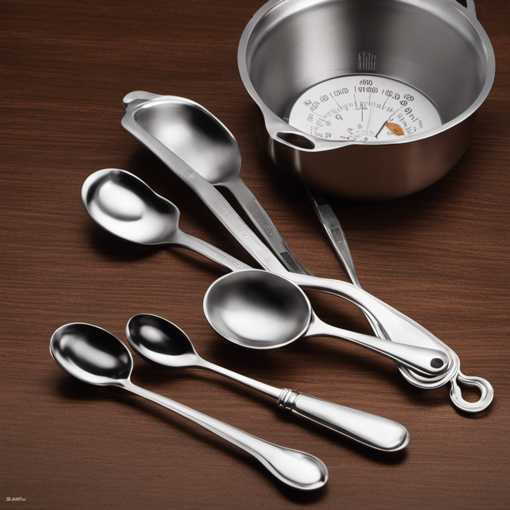 An image featuring a measuring cup filled with 1/8 cup of liquid, alongside a set of measuring spoons