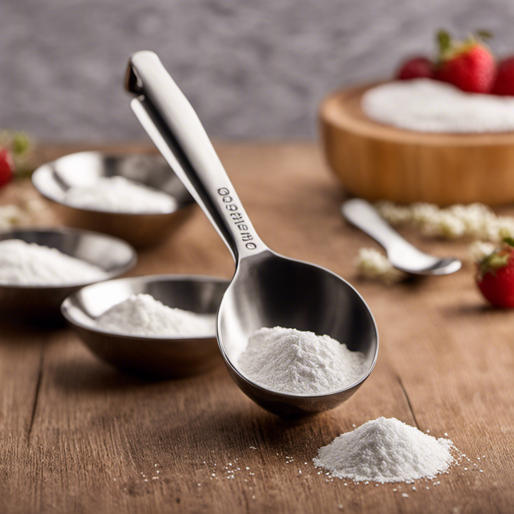 An image showcasing a small, delicate measuring spoon filled with precisely measured 1/8 teaspoons of a fine, powdery substance, highlighting the level of accuracy required in cooking measurements