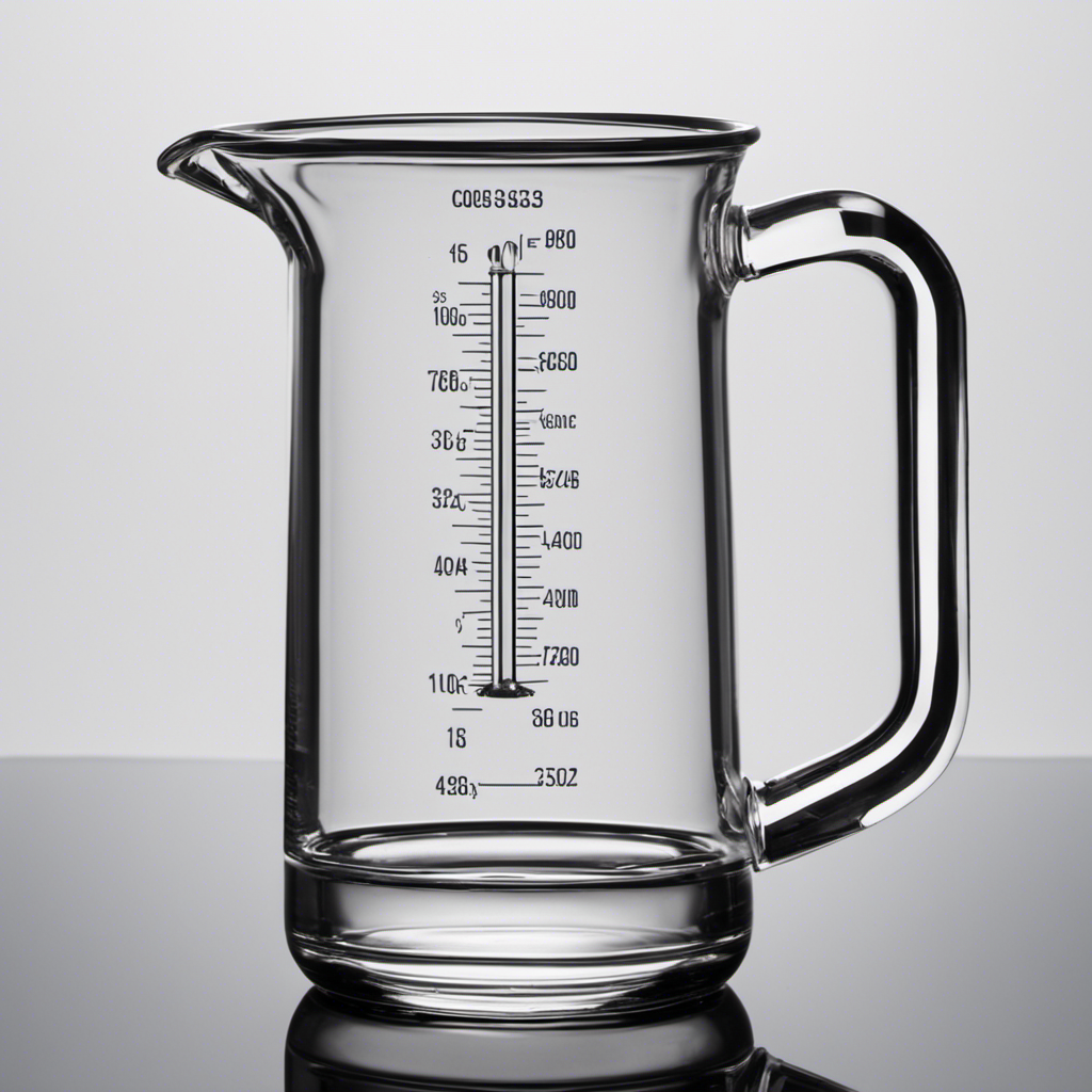 An image showcasing a clear glass measuring cup pouring 1