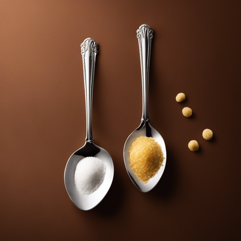An image showcasing a teaspoon filled with 1 gram of sweetener, perfectly levelled to highlight the exact quantity