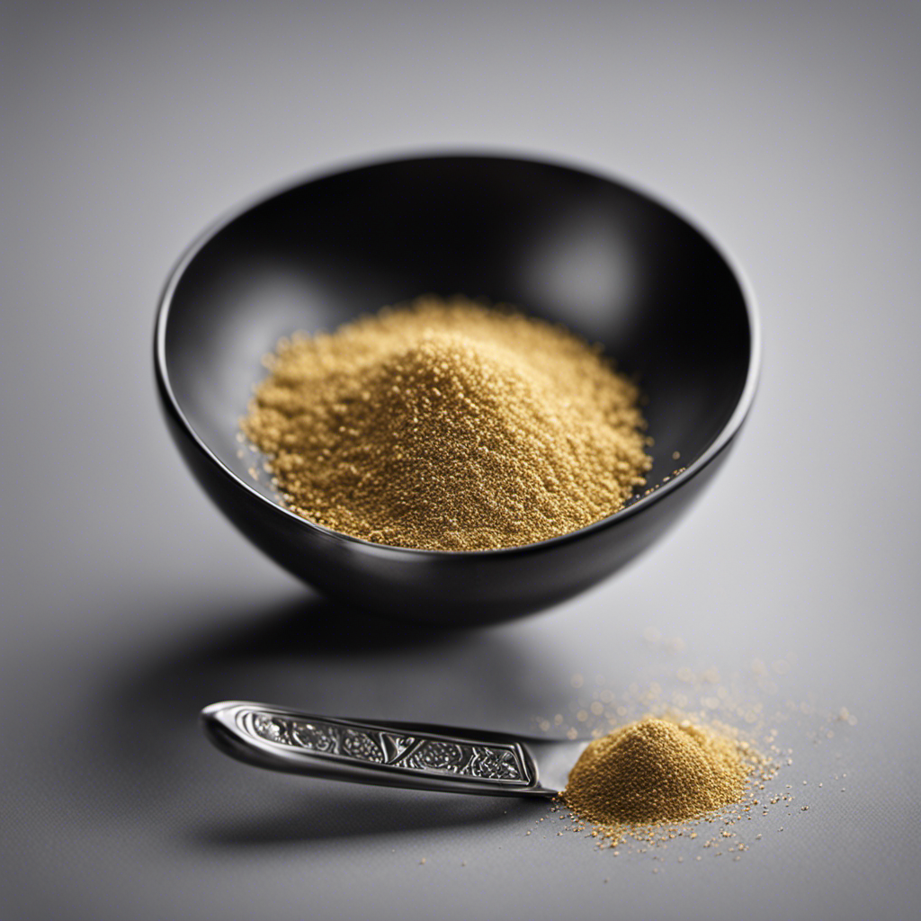 An image showcasing a small, precise measuring spoon filled with an amount of substance equivalent to 1 milligram