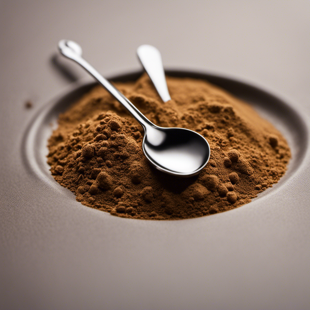 An image showcasing a small, delicate teaspoon filled with a precise amount of powdery substance, perfectly leveled