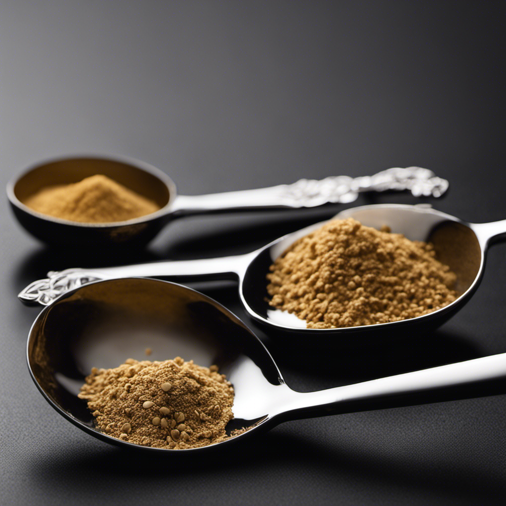 An image showcasing a measuring spoon filled with 1 oz of a substance, alongside two identical measuring spoons filled with the equivalent amount in teaspoons and tablespoons