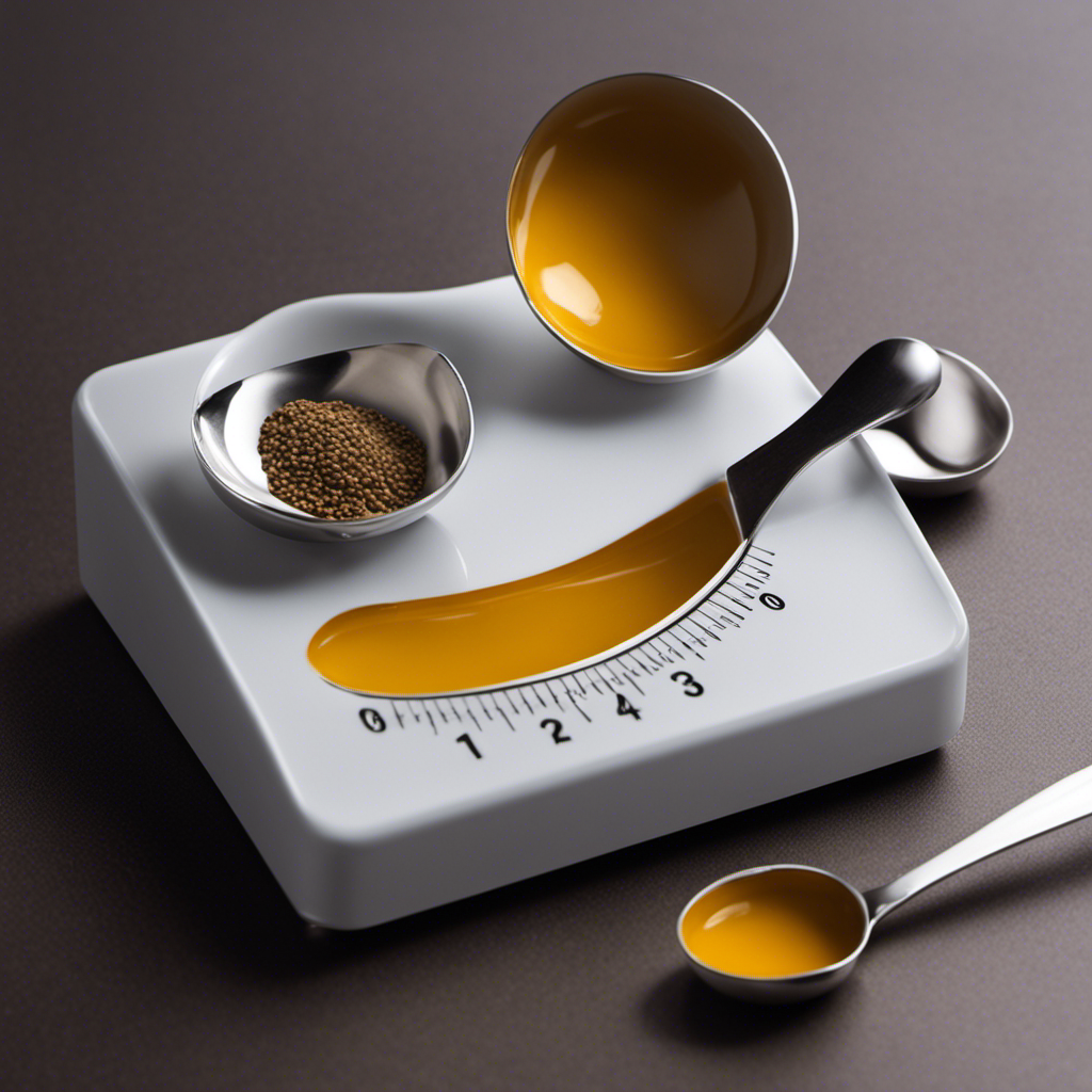 An image showcasing a precise balance scale with a teaspoon and a tablespoon on one side, and a single ounce on the other side