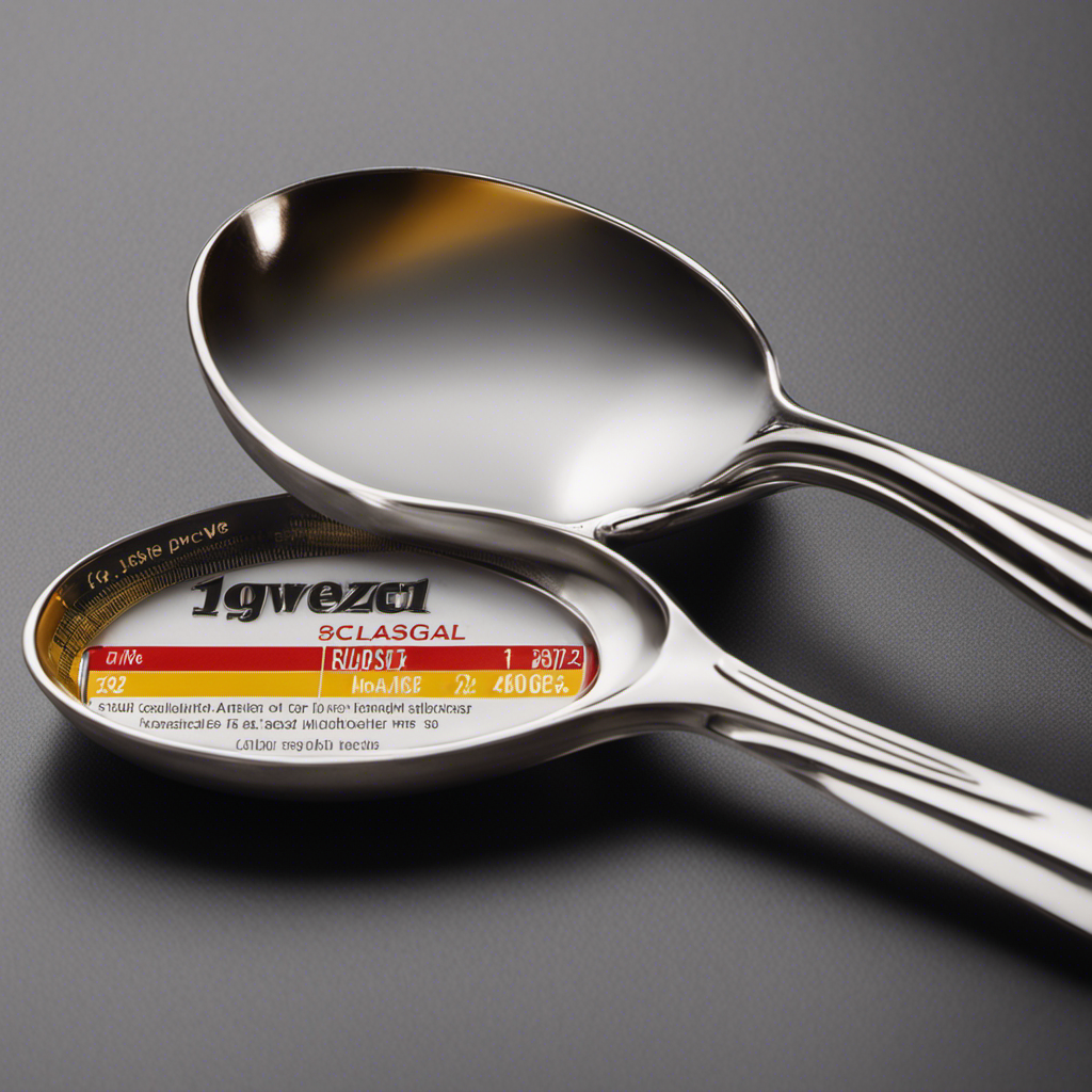 An image depicting a measuring spoon filled with glue, with a clear label indicating "1 oz" alongside a teaspoon filled with glue, showcasing the equivalent amount of adhesive