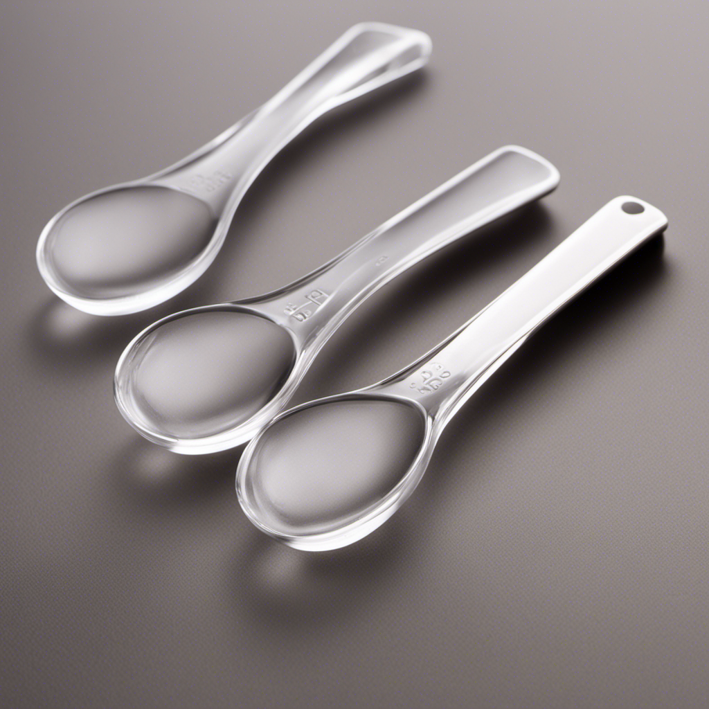 An image that showcases two identical transparent measuring spoons side by side, one filled precisely with 10 milliliters of liquid, while the other contains an equivalent amount in teaspoons