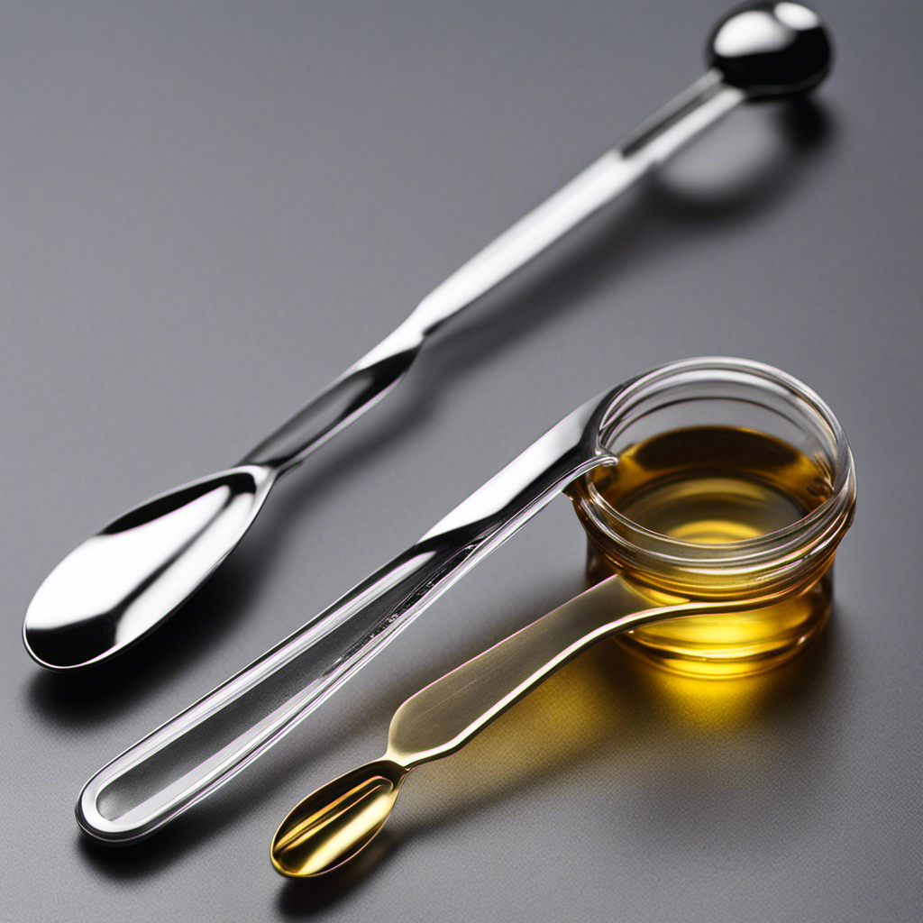 An image showcasing two clear measuring spoons: one holding 10 ml of liquid and the other filled with an equivalent amount of teaspoons