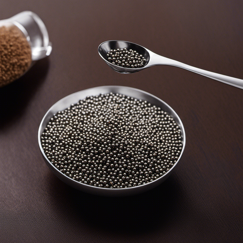 An image showcasing a precise measurement of 10 mm using a teaspoon as a reference