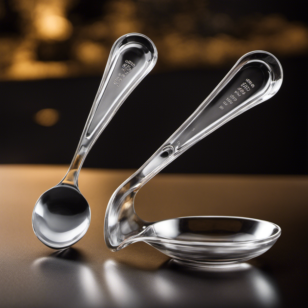 An image depicting two clear glass measuring spoons side by side, one filled with 12