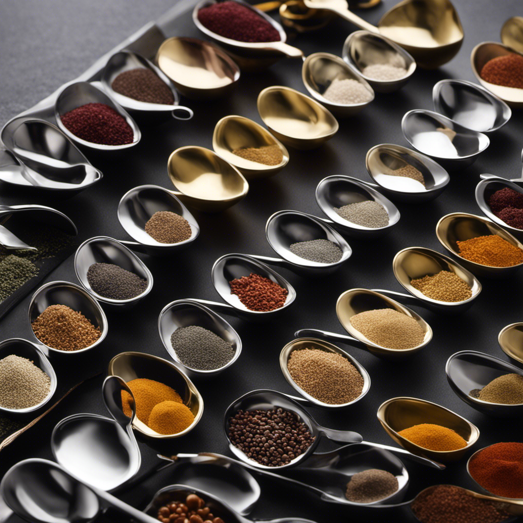 An image showcasing a collection of 12 teaspoons filled with a precise amount of granulated substance, visually conveying the measurement of 12 grams in teaspoons