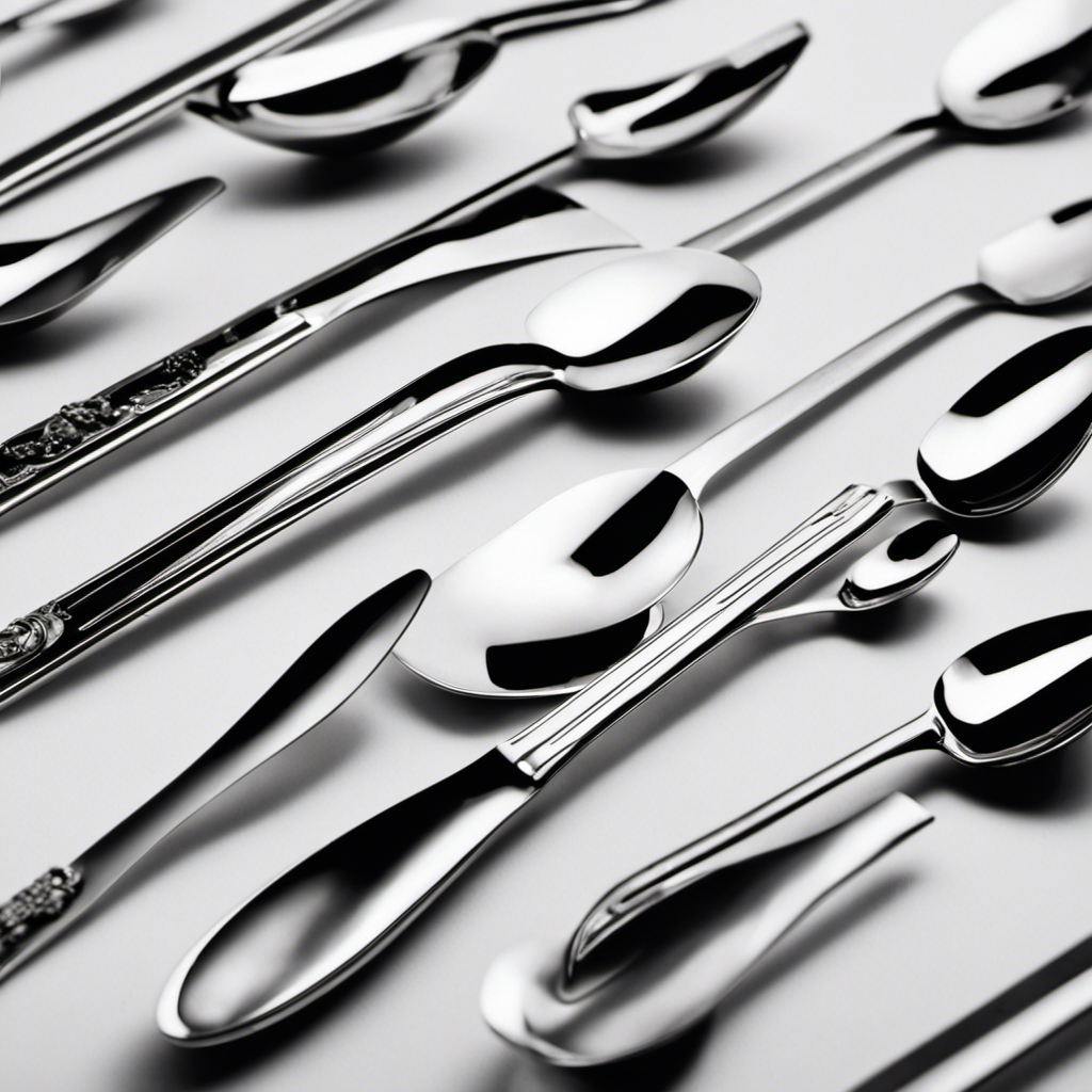 An image showcasing a precise measuring spoon filled with 12 milligrams of a substance, surrounded by a collection of empty teaspoons, emphasizing the visual contrast between the two