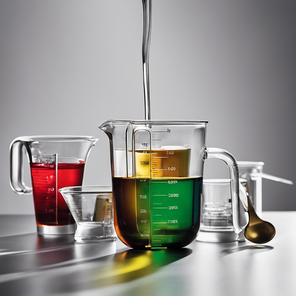 An image showcasing a clear glass measuring cup filled with precisely measured 12 ml of liquid