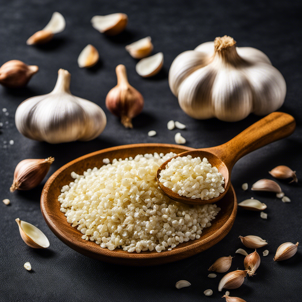 An image showcasing 12 meticulously measured teaspoons of freshly minced garlic, each glistening with aromatic oils