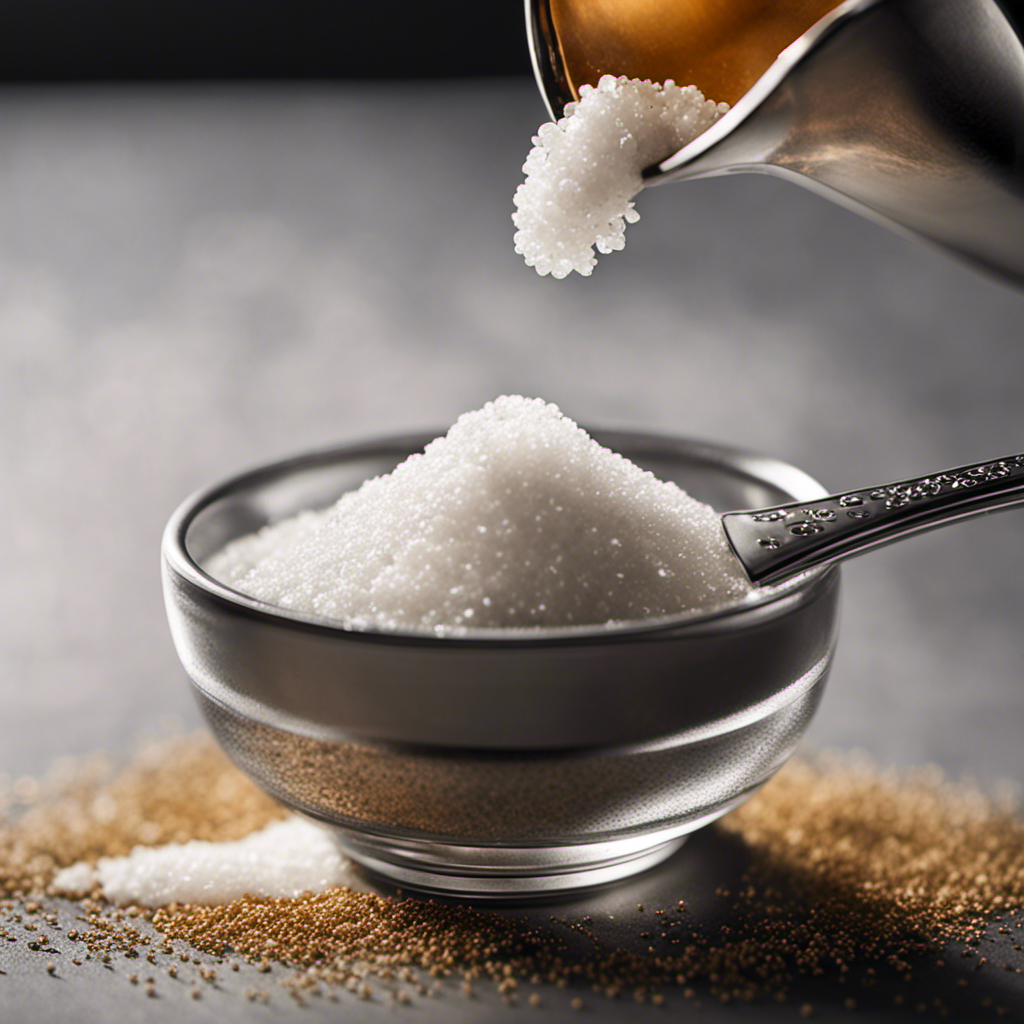 An image showcasing a small teaspoon filled with salt granules, next to a larger teaspoon holding 1,500 mg of salt