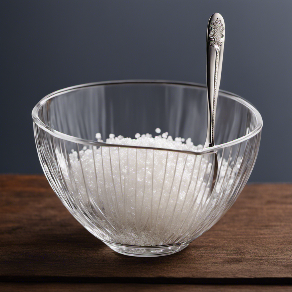An image showcasing a transparent glass bowl filled with fine white salt grains, carefully measured to represent precisely 1500mg