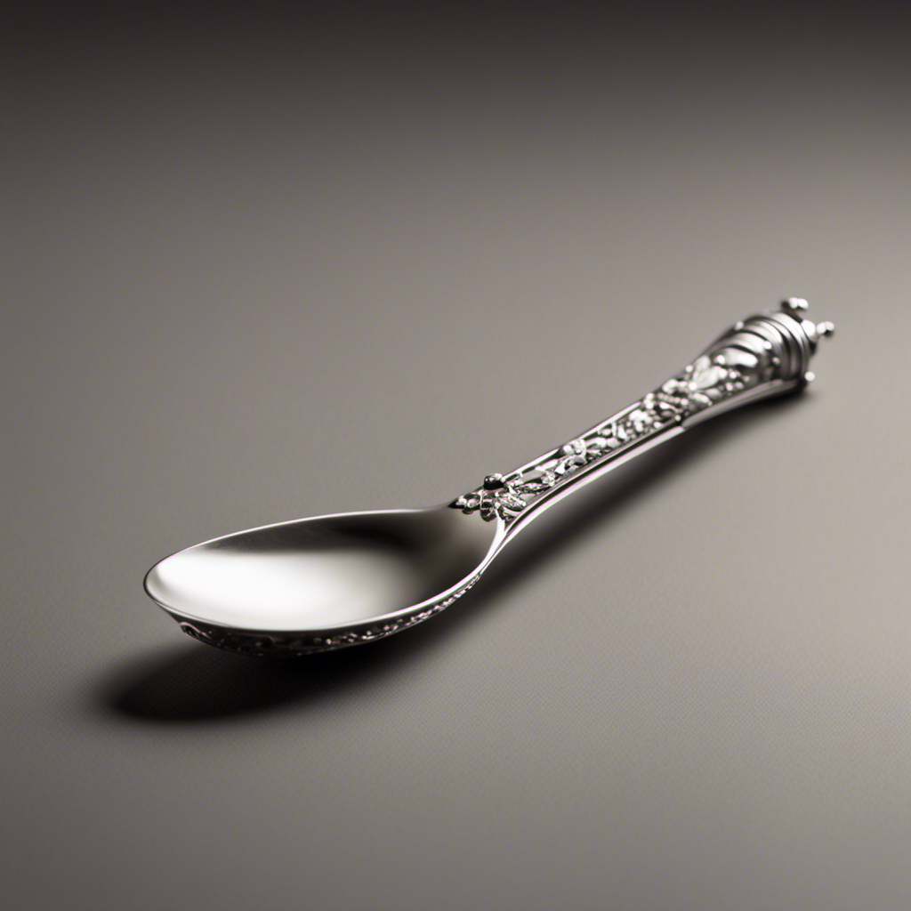 An image showcasing a delicate teaspoon filled with 170 mg of a substance, displayed beside a ruler or a common household item for scale
