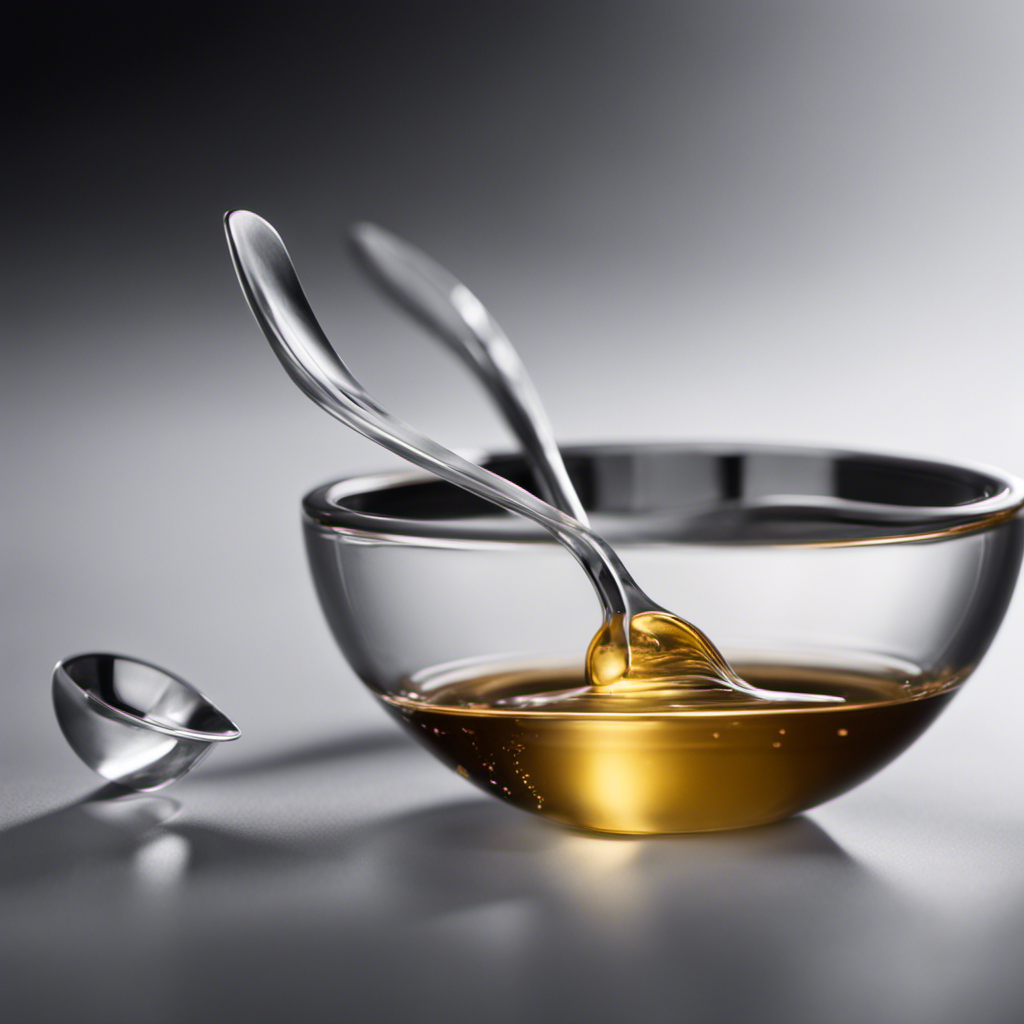 An image showcasing a clear, transparent measuring spoon filled with exactly 1ml of liquid, placed next to a teaspoon filled with an identical amount