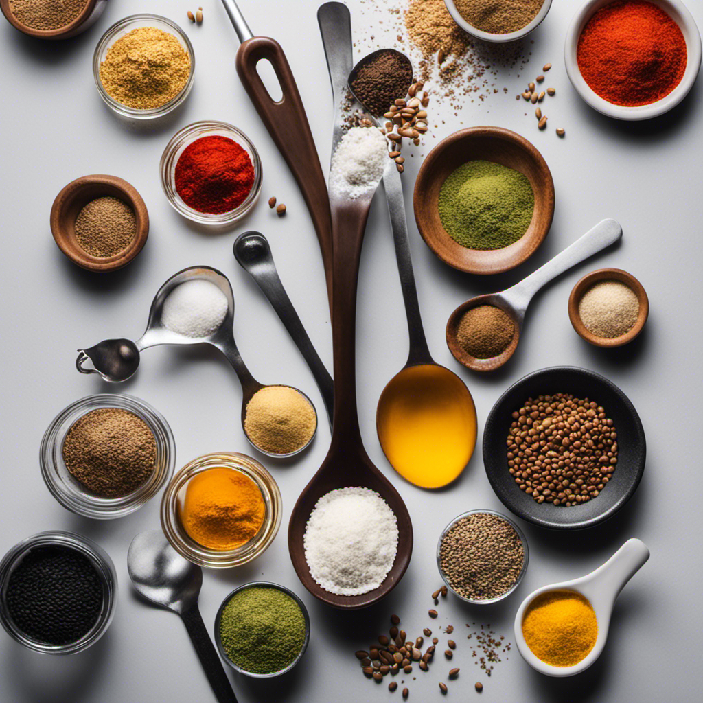 An image showcasing a measuring spoon filled with 2/3 of a teaspoon, surrounded by various kitchen ingredients, visually representing the concept of "How Much Is 2/3 in Teaspoons" for a blog post