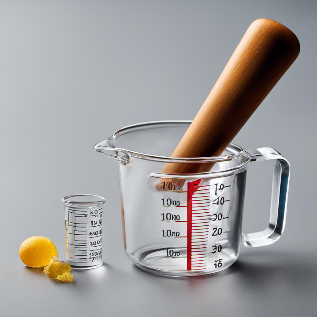 An image showcasing a clear measuring cup filled with 2