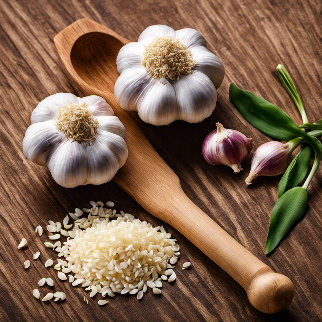 An image showcasing two freshly minced cloves of garlic, perfectly measured in teaspoons