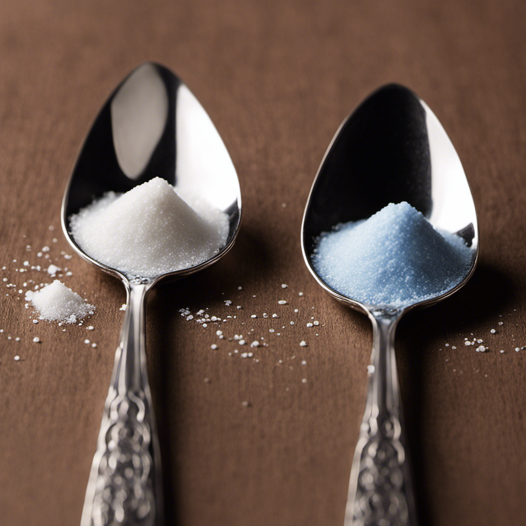 An image showcasing two identical teaspoons, one filled with 2 grams of salt, while the other remains empty
