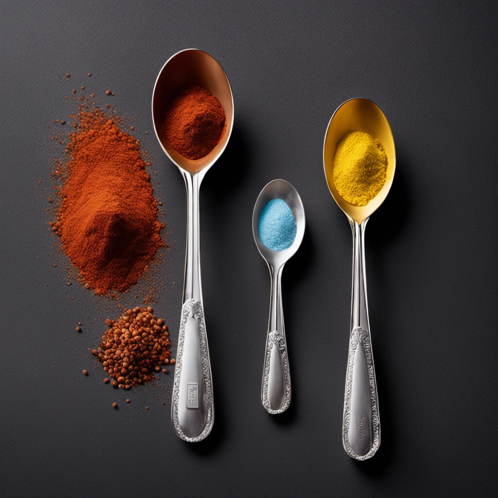 An image showcasing two identical measuring spoons side by side—one filled with 2 grams of a fine powder, the other with teaspoons of the same substance