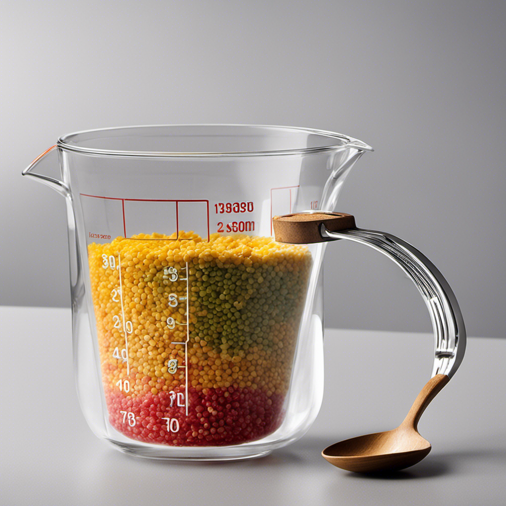 An image that showcases a measuring cup with clearly marked increments, illustrating the precise measurement of 2 teaspoons