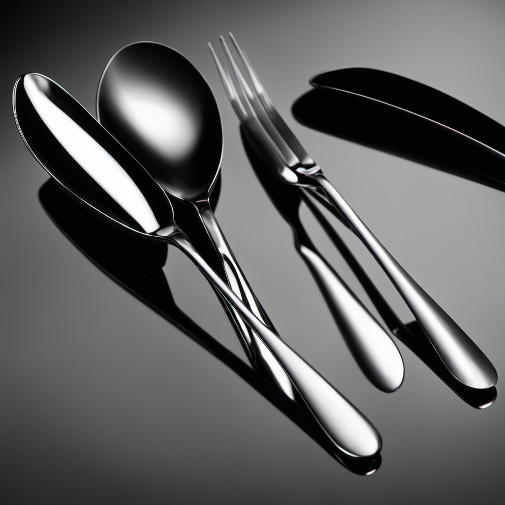 An image that showcases two identical teaspoons filled with a substance, pouring into a tablespoon