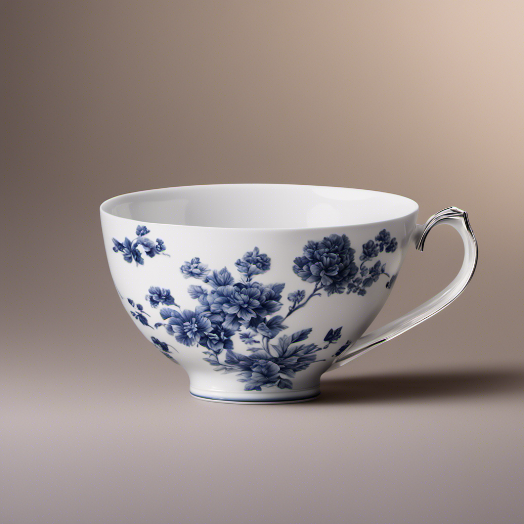 An image of a delicate porcelain teacup filled to the brim with precisely measured 2 teaspoons of a substance