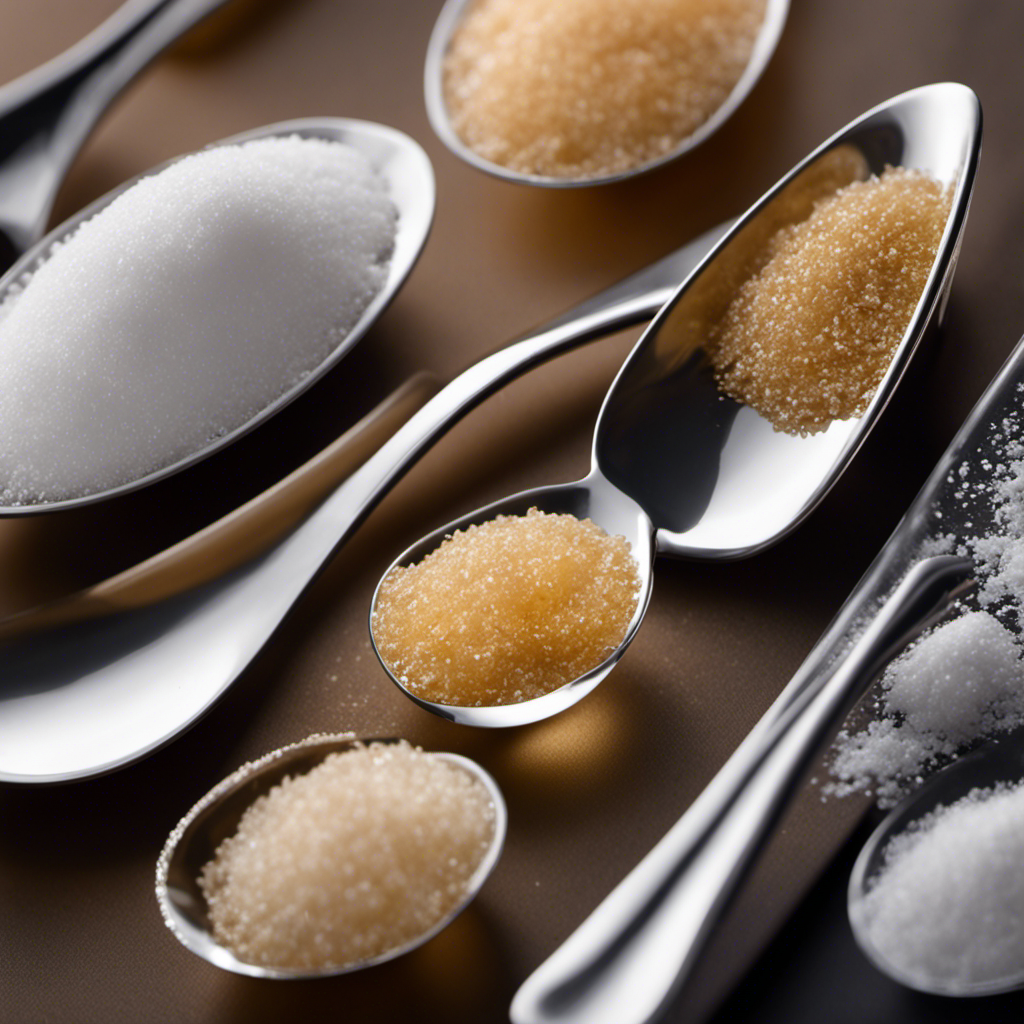 An image that depicts 20 grams of sugar transformed into teaspoons