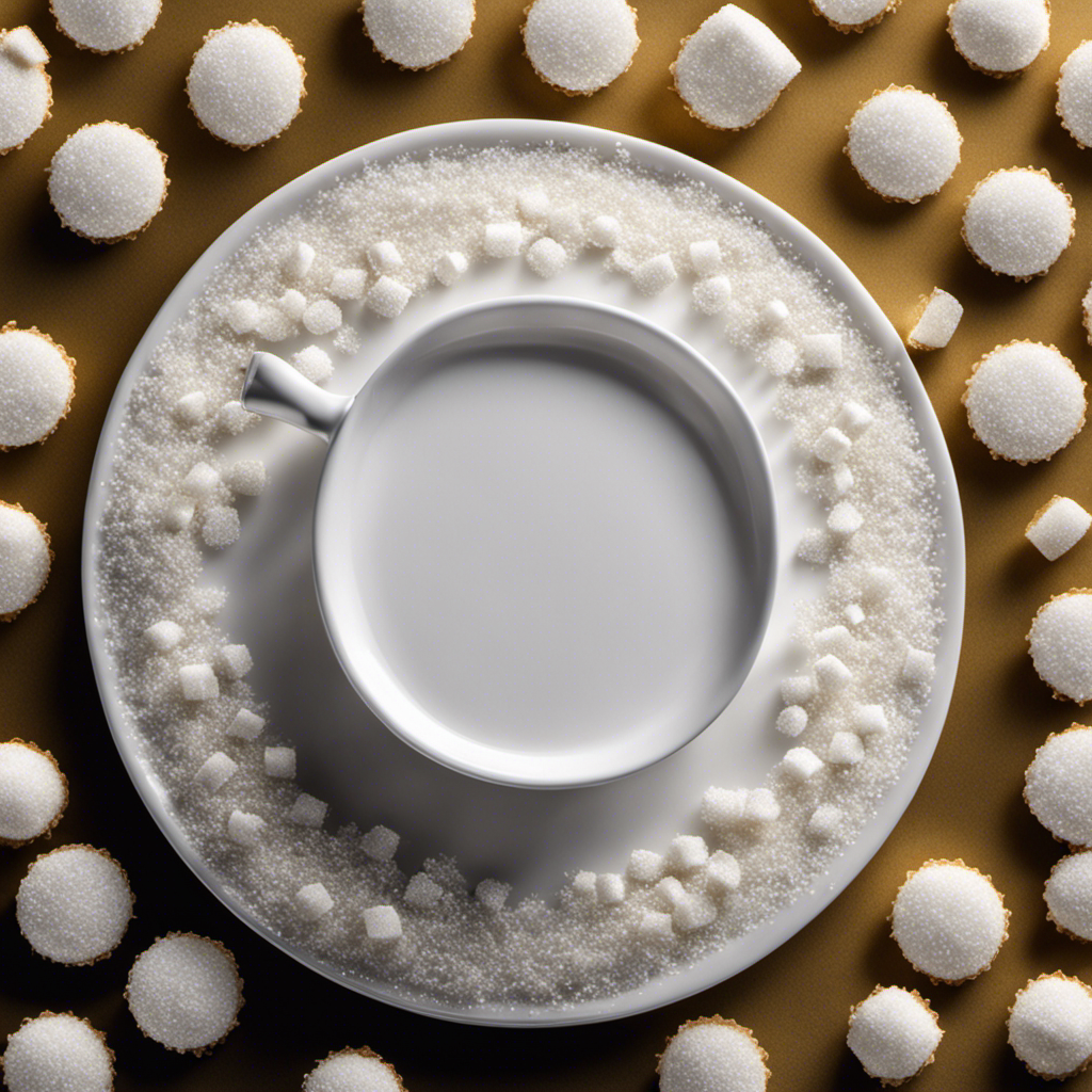 An image that portrays a white teaspoon filled with fine granulated sugar up to the 20-gram mark